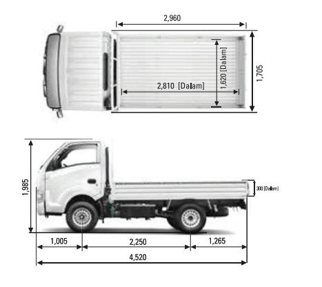 DIMENSI ISUZU TRAGA PICK UP