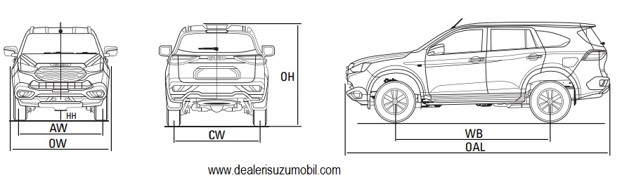 DIMENSI DAN UKURAN ISUZU MUX BARU DIMENSI DAN UKURAN ISUZU MUX BARU