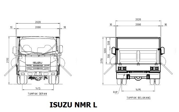 Drawing Truk bak besi 5 way ISUZU NMR