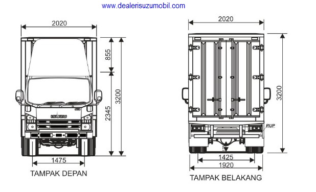 GAMBAR TEKNIK BOX BESI ISUZU NMR L - TAMPAK DEPAN GAMBAR TEKNIK BOX BESI ISUZU NMR L - TAMPAK DEPAN