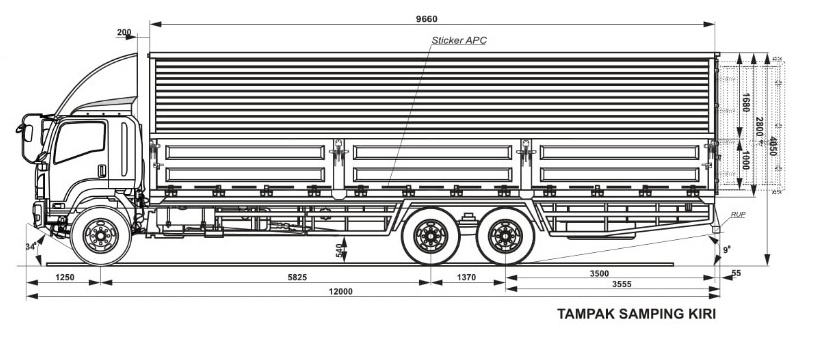 DRAWING WING BOX ISUZU GIGA FVM U TAMPAK KIRI
