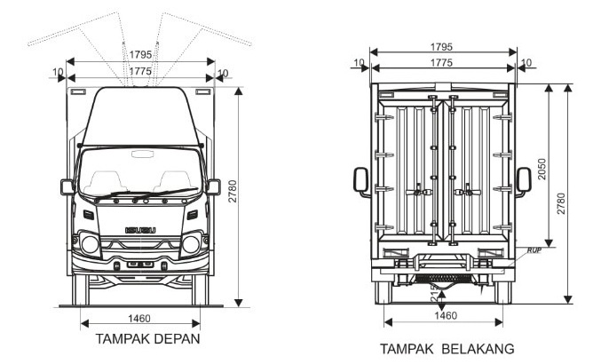 DRAWING TRAGA WING BOX TAMPAK DEPAN DAN BELAKANG
