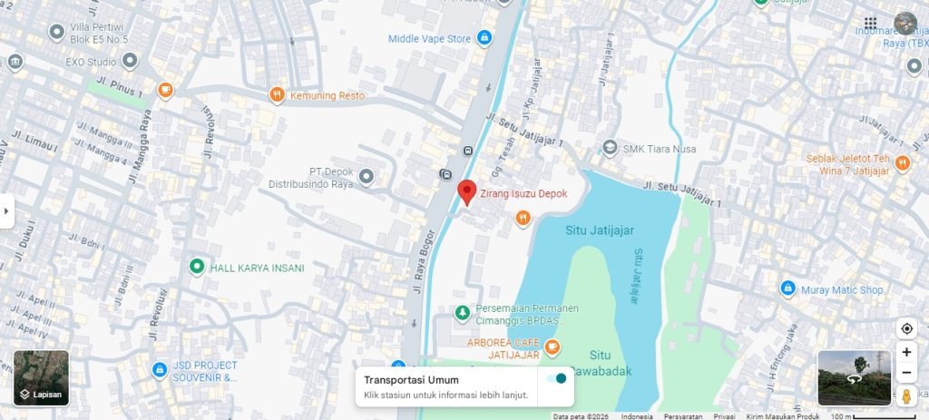 google map isuzu depok karya zirang utama